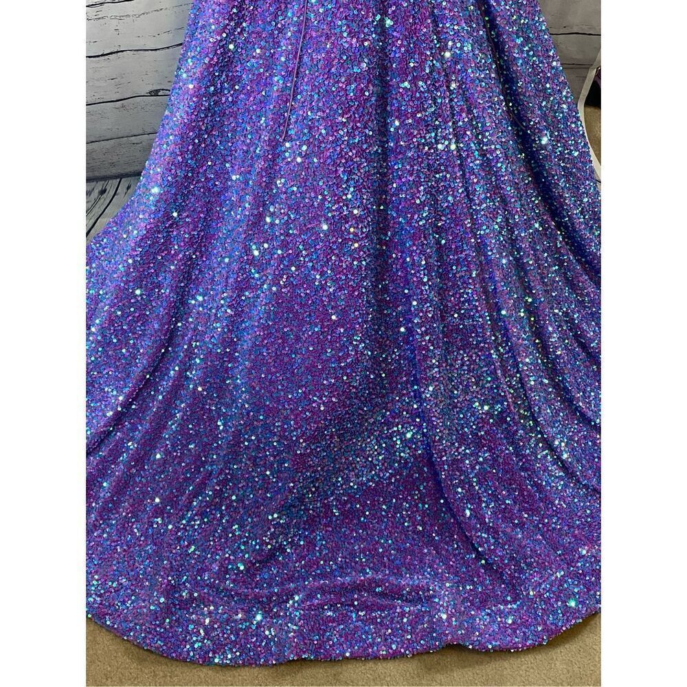 Amarra Sequin Purple Formal Gown Size 6 - Picture 6 of 16
